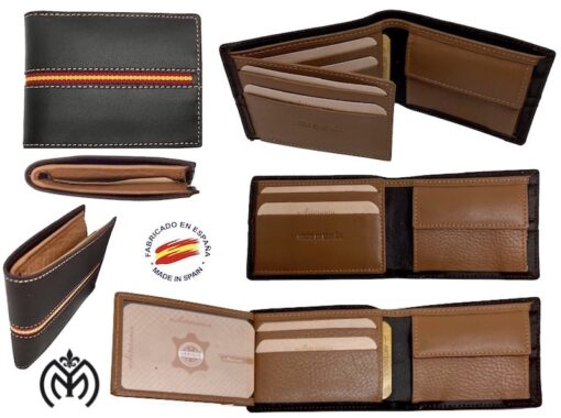 Cartera piel Bandera España MARRON (mod.072) - Imagen 2
