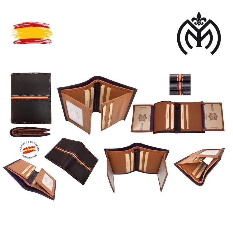 Cartera piel Bandera España MARRON (mod.1086) - Imagen 3